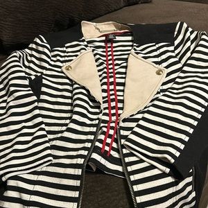 White House black market white black jacket with nude detail